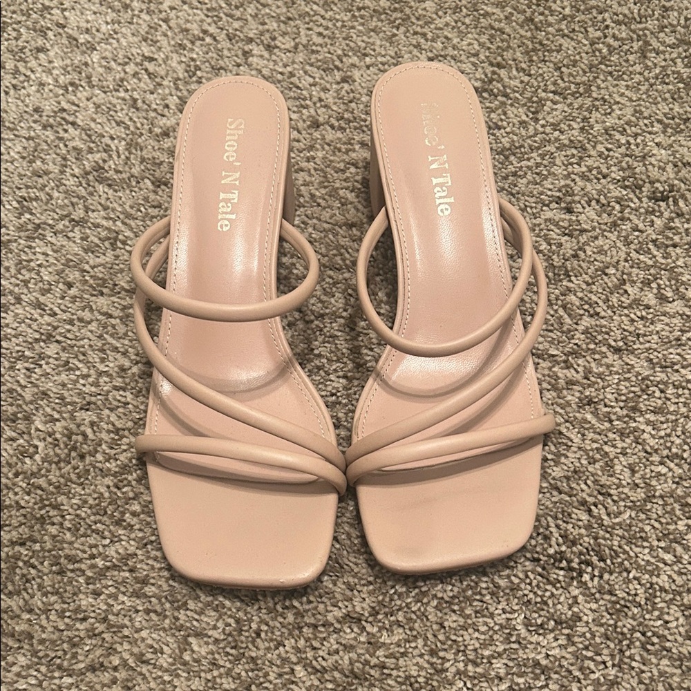ShoeNTale Women's Beige Strappy Heels